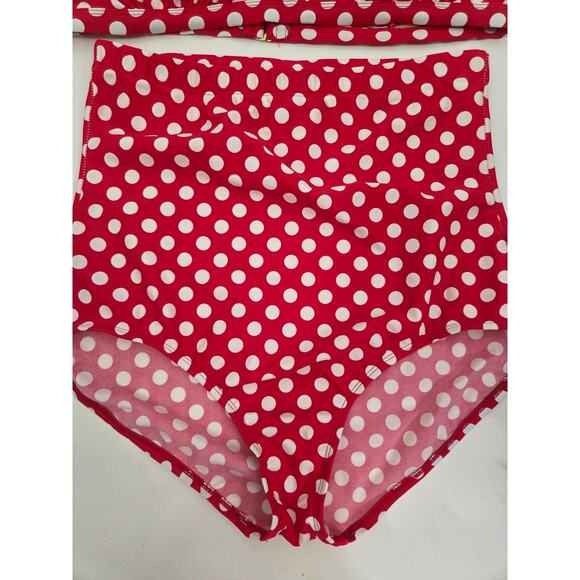 Swimsuits For All Red Polka Dot Diva Halter Top High Waist Bikini Women 16/18 1X - Picture 2 of 9